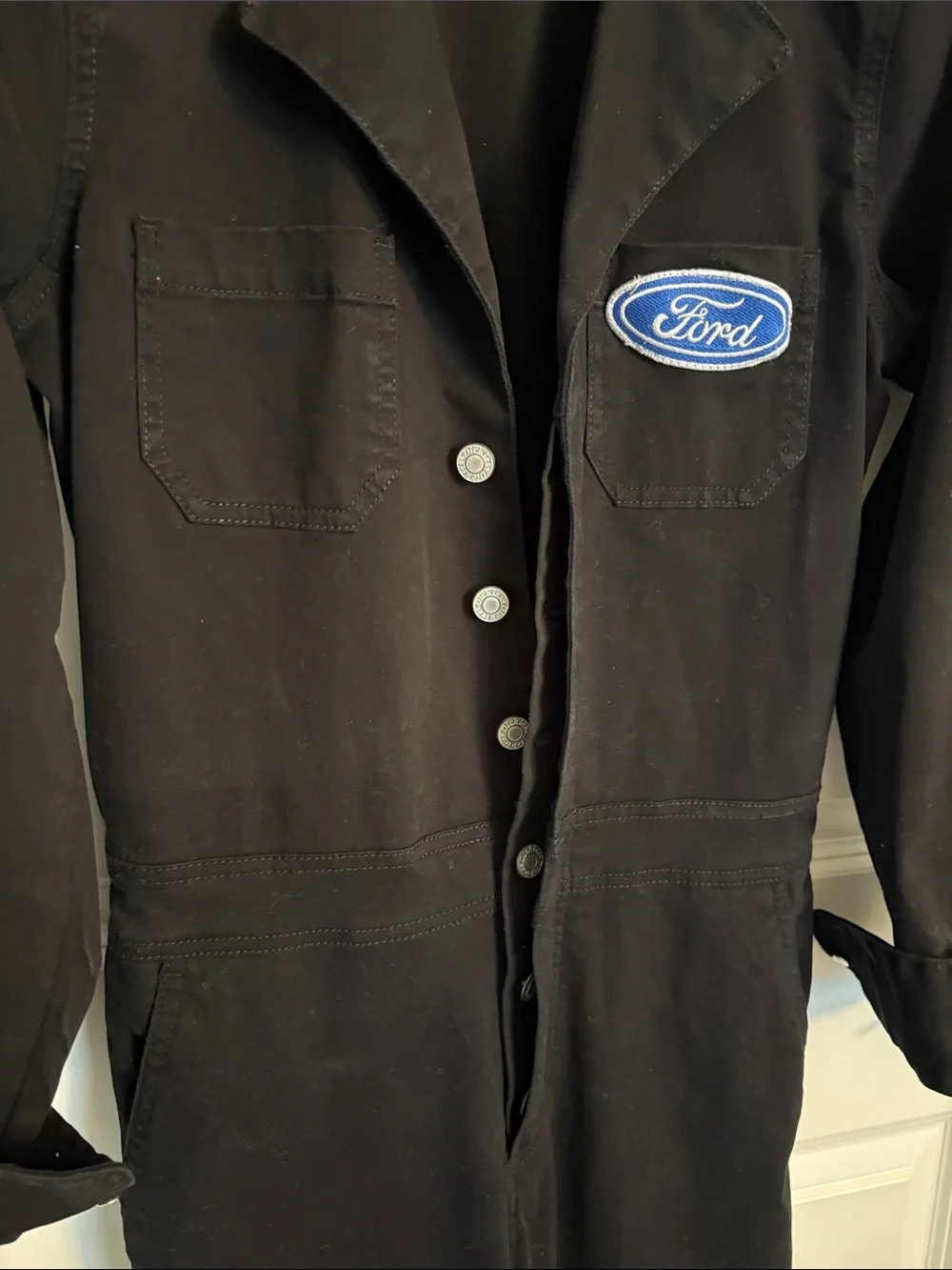 Dickies Black Long Sleeve Jumpsuit Coveralls with Ford Patch size Small Denim